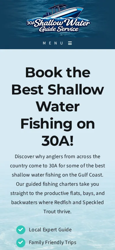 30A Shallow Water Guide Service mobile homepage