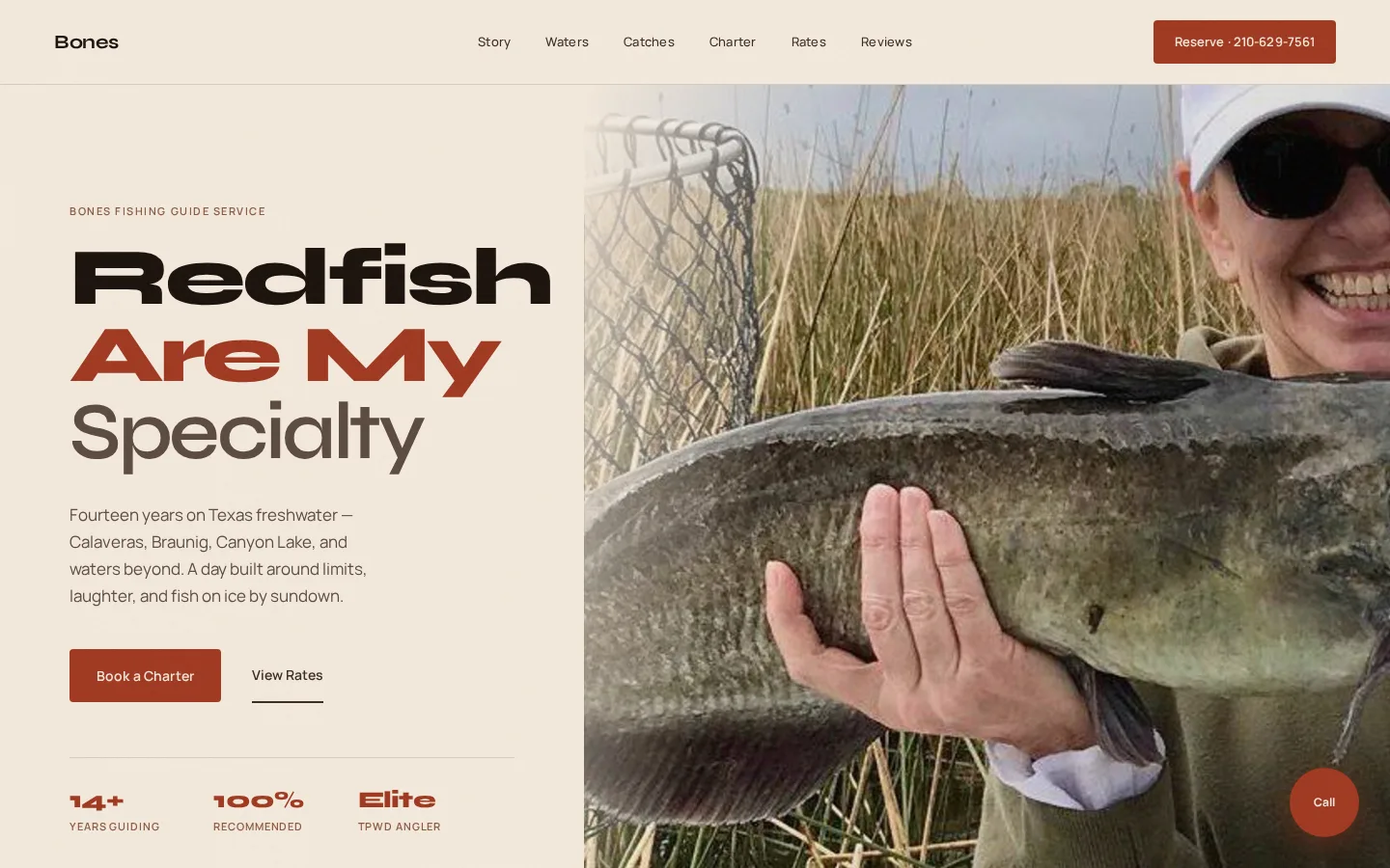 Bone's Fishing homepage — work in progress