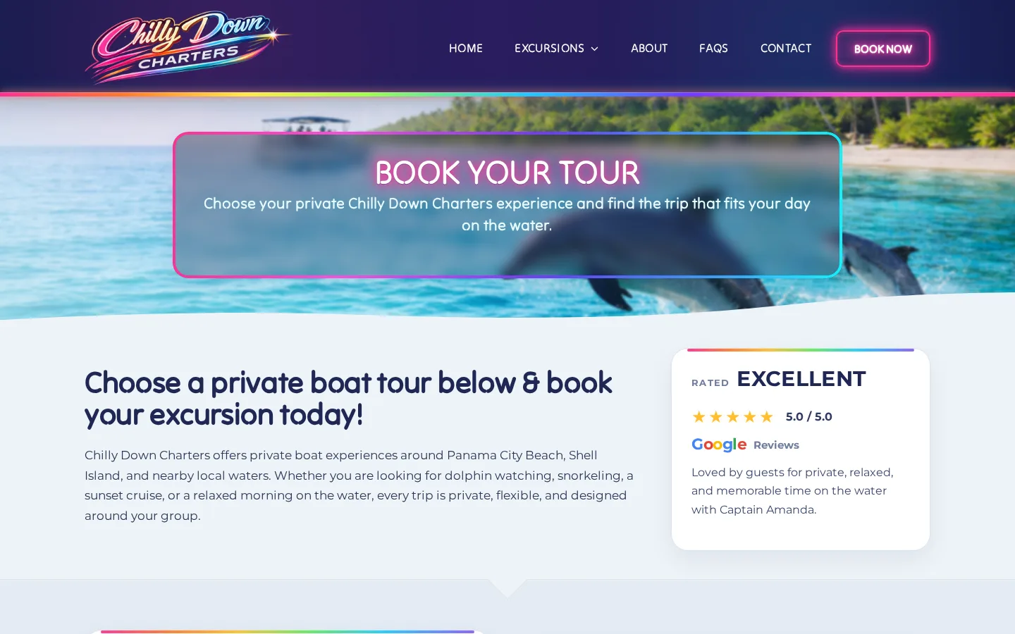 Chilly Down Charters booking flow