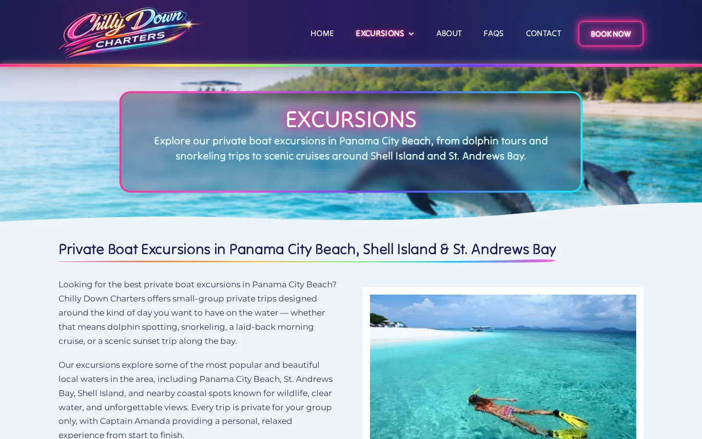 Chilly Down Charters excursions page