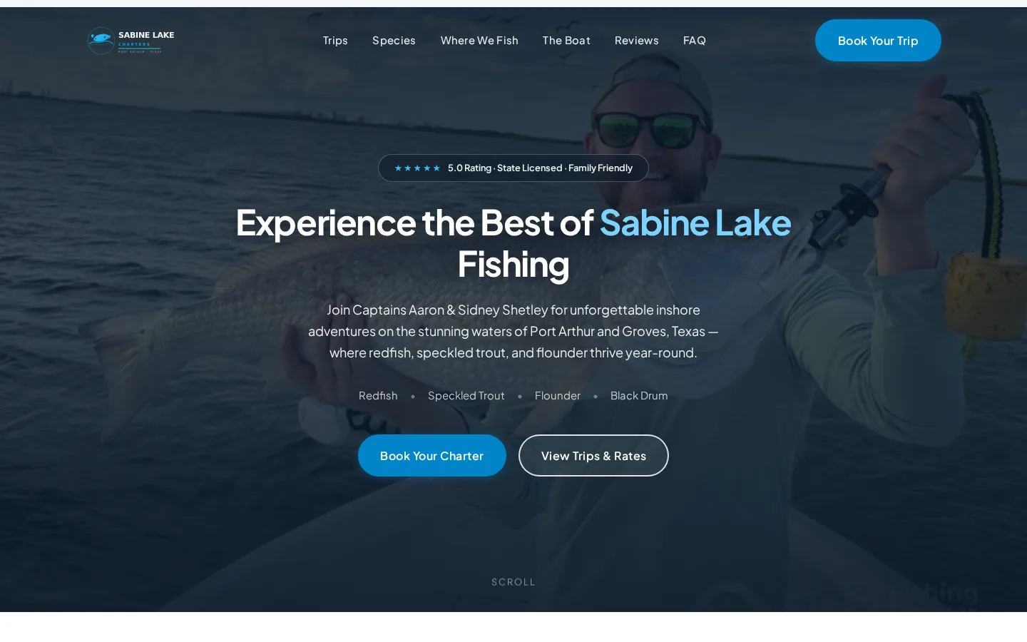 Sabine Lake Charters trips section